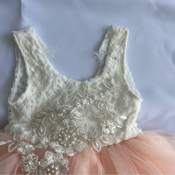 2Bunnies Girl Peony Lace Back A-Line Tiered Tutu Tulle Flower Girl Dress 12M - Picture 9 of 16